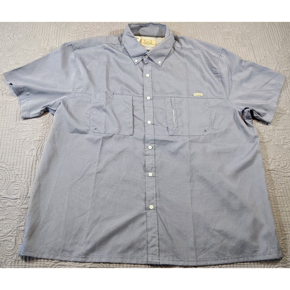 Tallwoods Shirt Men's 2XL XXL Blue Short Sleeve Vented Sport Fly Fishing NWOT